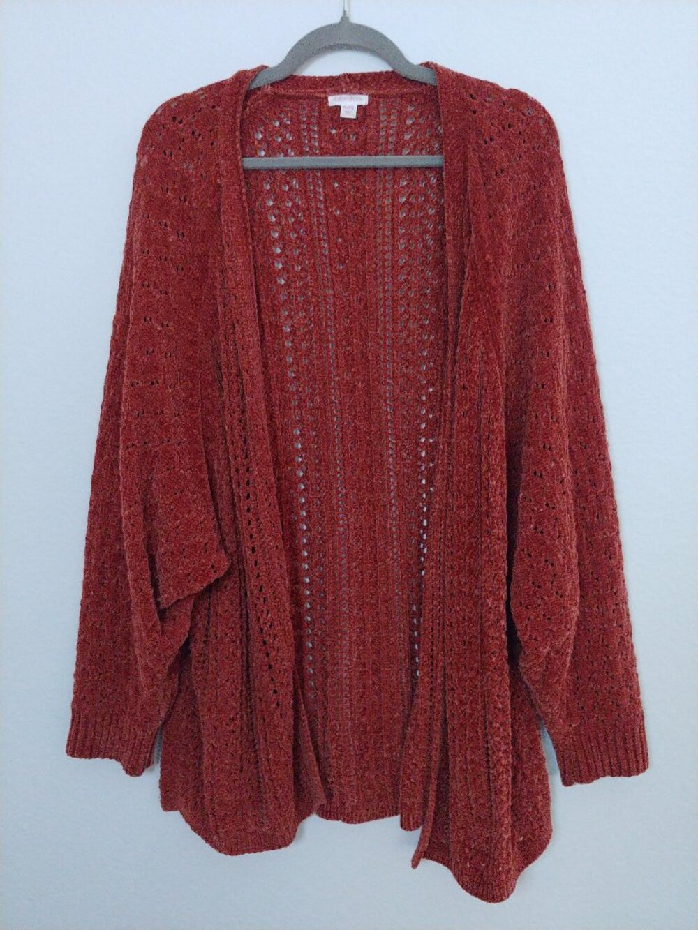 Xhilaration Burnt Orange Chenille Open Front Cardigan